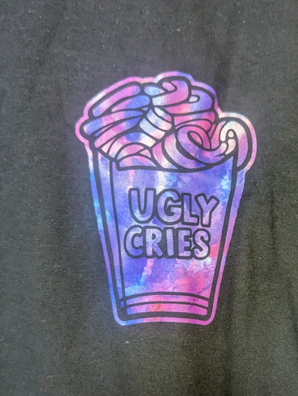 UGLY CRIES Black Graphic Tee with Pink & Purple Logo